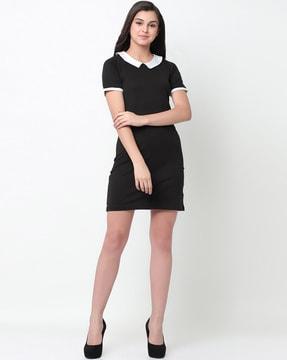 bodycon dress with contrast collar