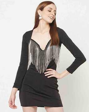 bodycon dress with fringes