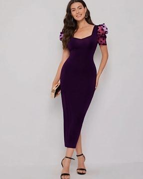 bodycon dress with puff sleeves
