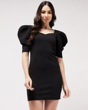 bodycon dress with puff sleeves
