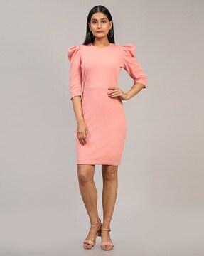 bodycon dress with puffed sleeves