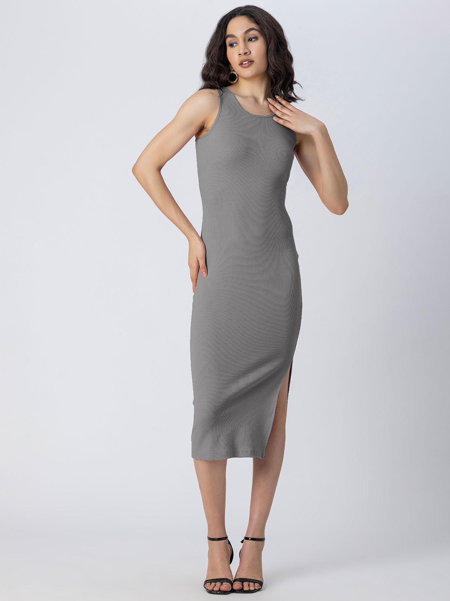 bodycon knit grey dress for women
