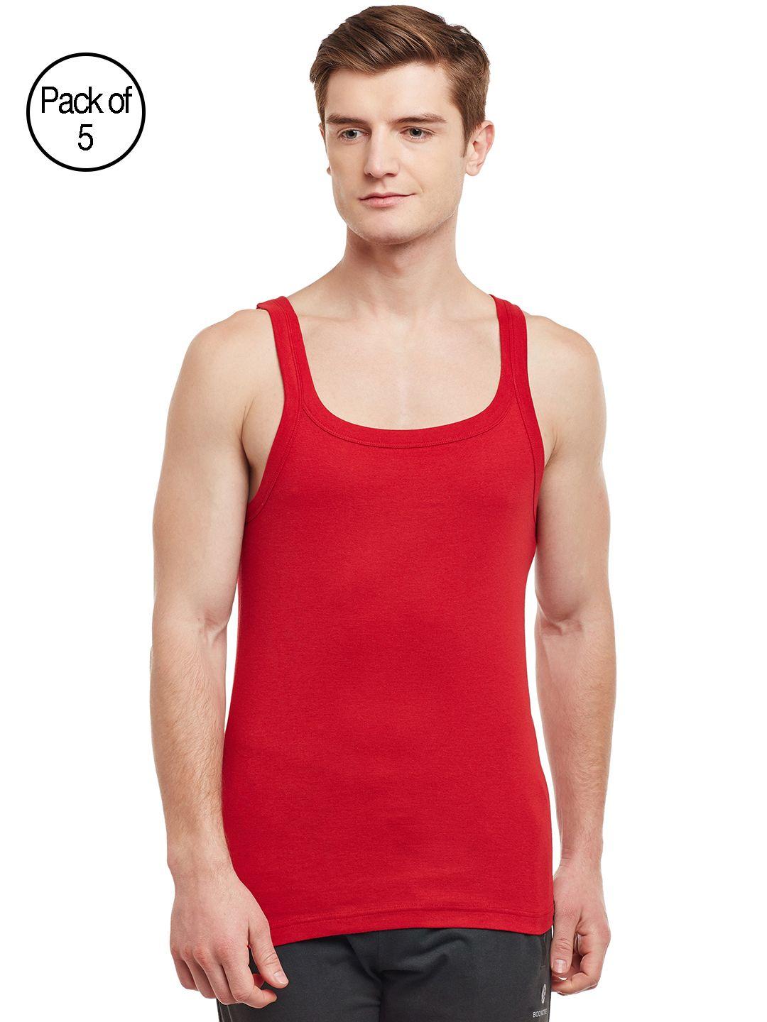 bodyx men pack of 5 red solid sports vests bx211