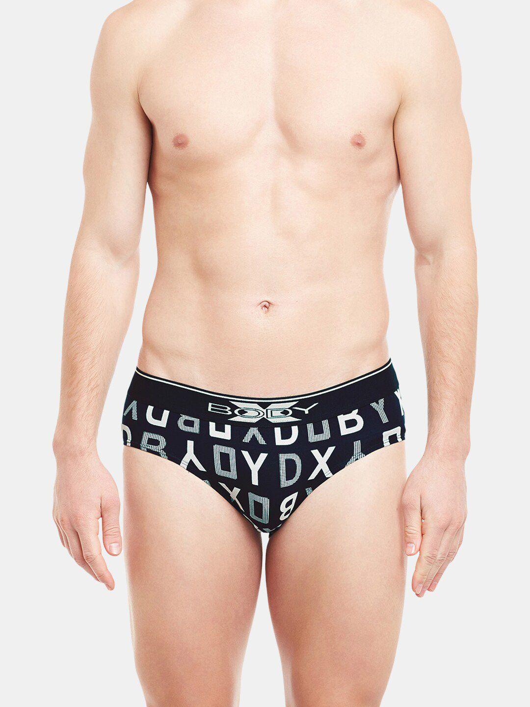 bodyx men printed low-rise pure cotton basic briefs bx04b-navy-print-s