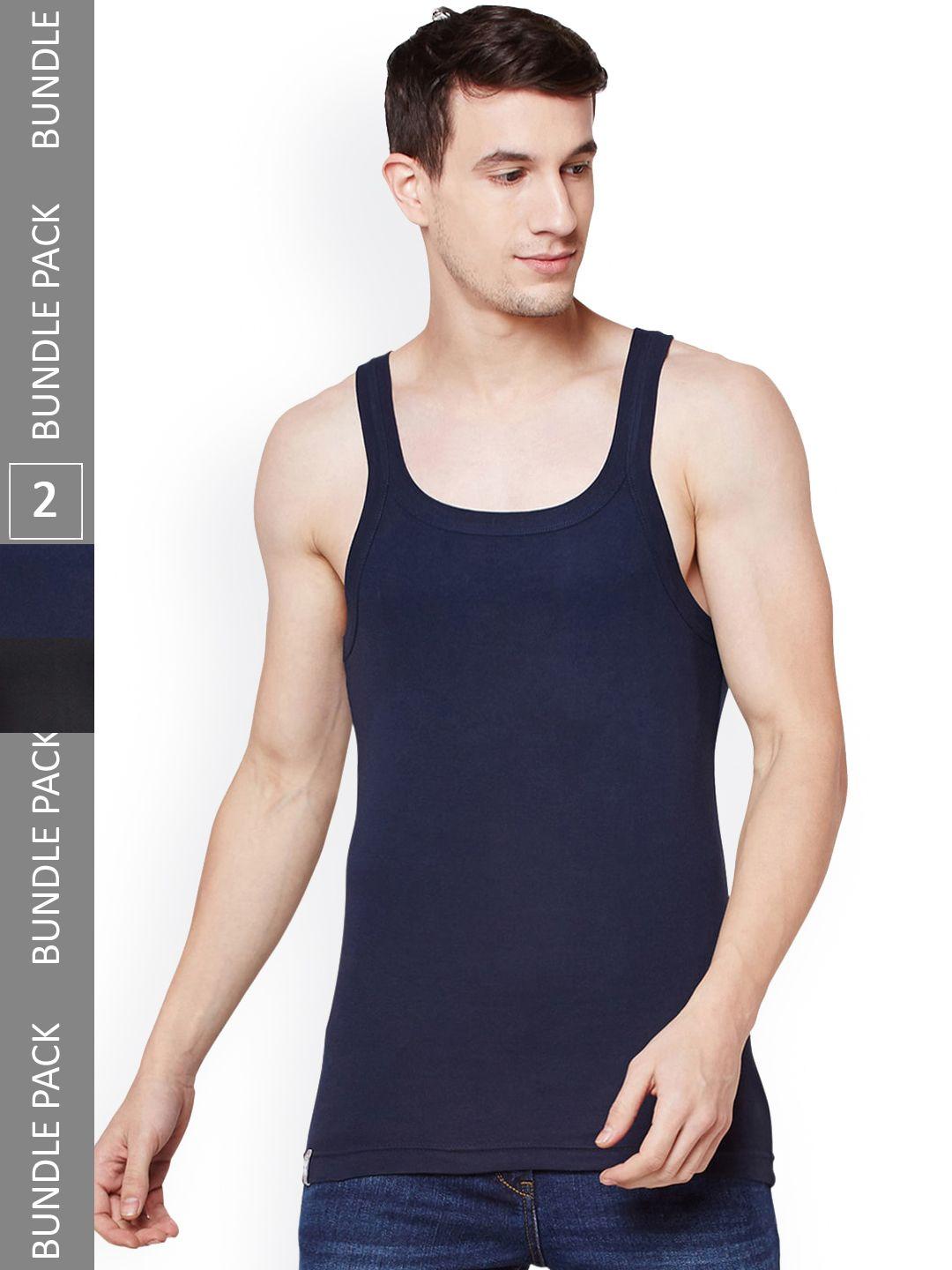 bodyx pack of 2 pure cotton innerwear vests bx211-nvyblk-po2-80