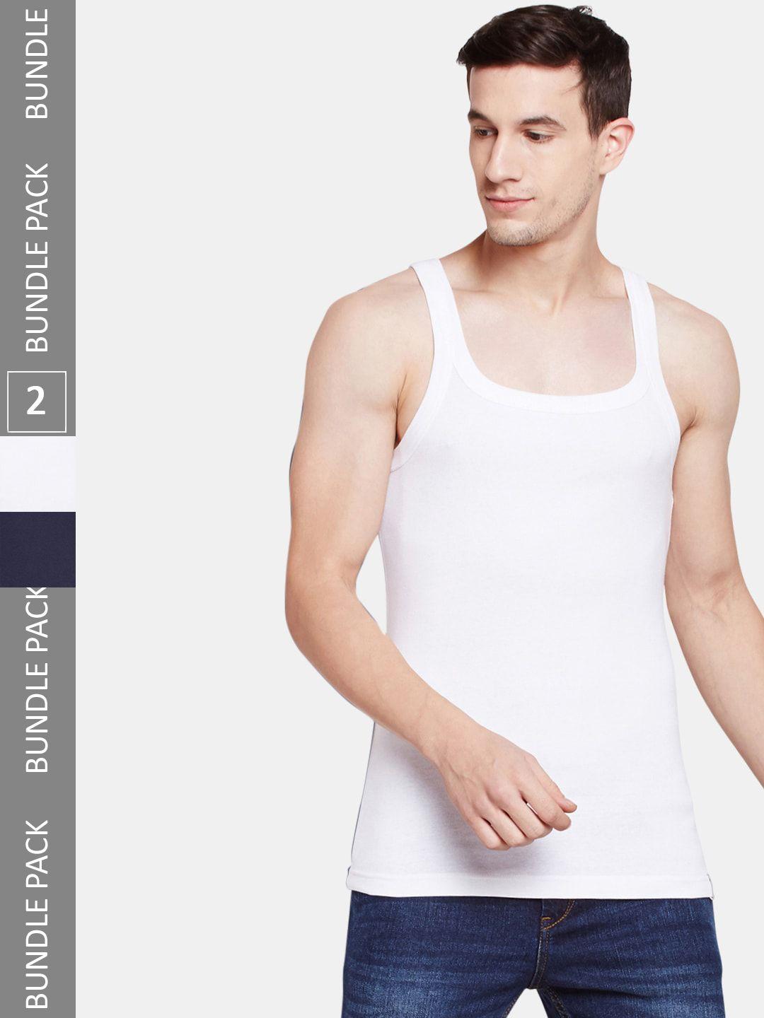 bodyx pack of 2 round neck pure cotton innerwear vests bx211-nvywh-po2-95