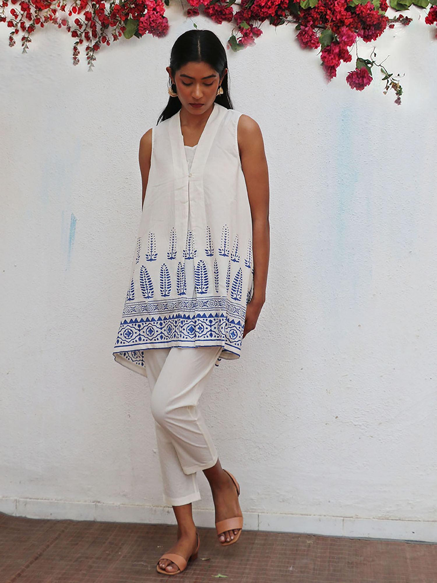 bogainvillea helena block printed cotton tunic