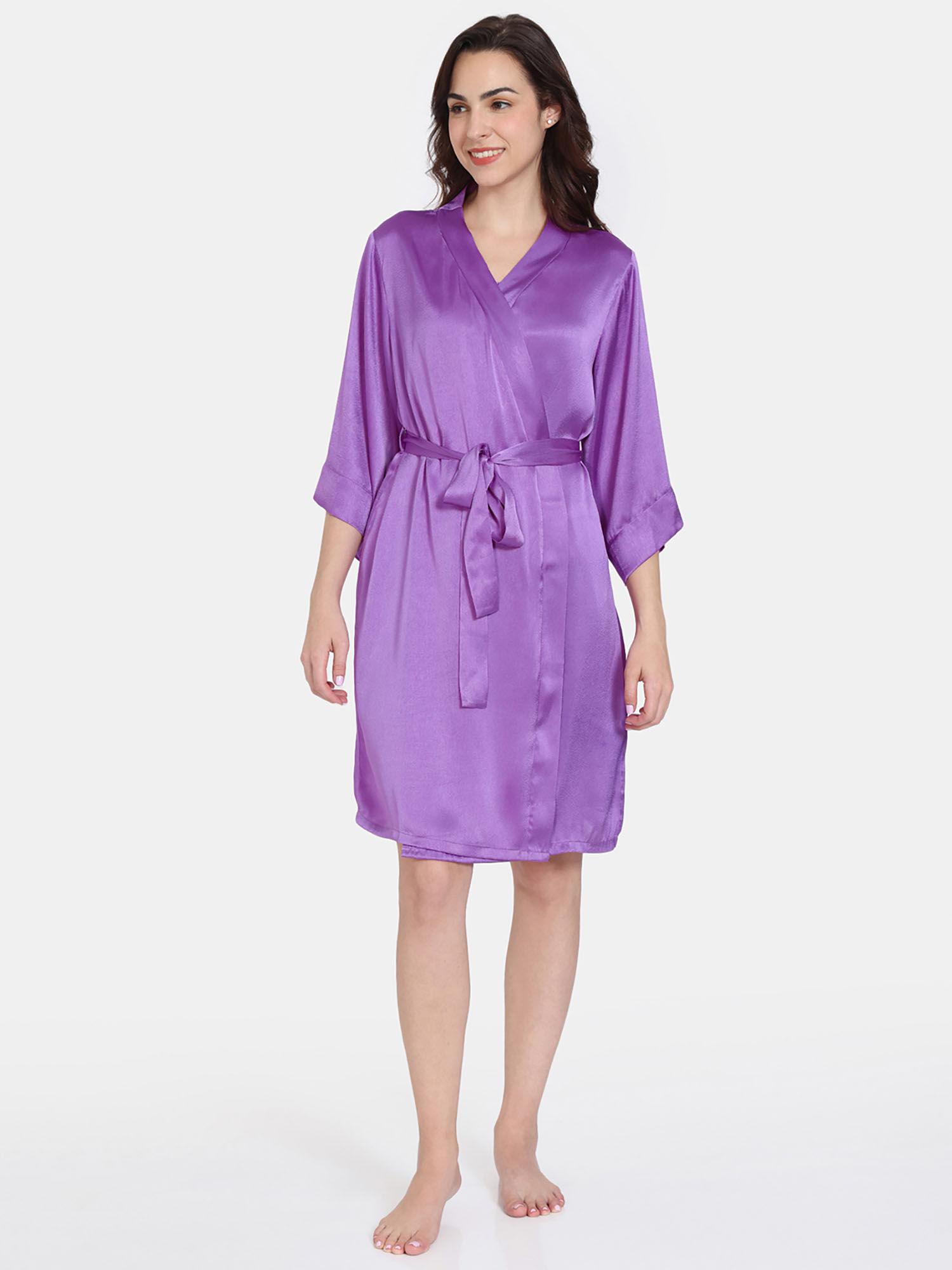 bohemian blooms woven robe - purple magic