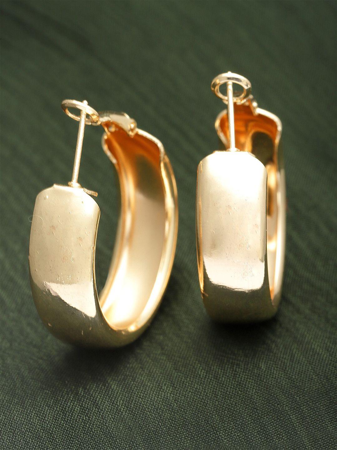 bohey by karatcart gold-plated contemporary hoop earrings