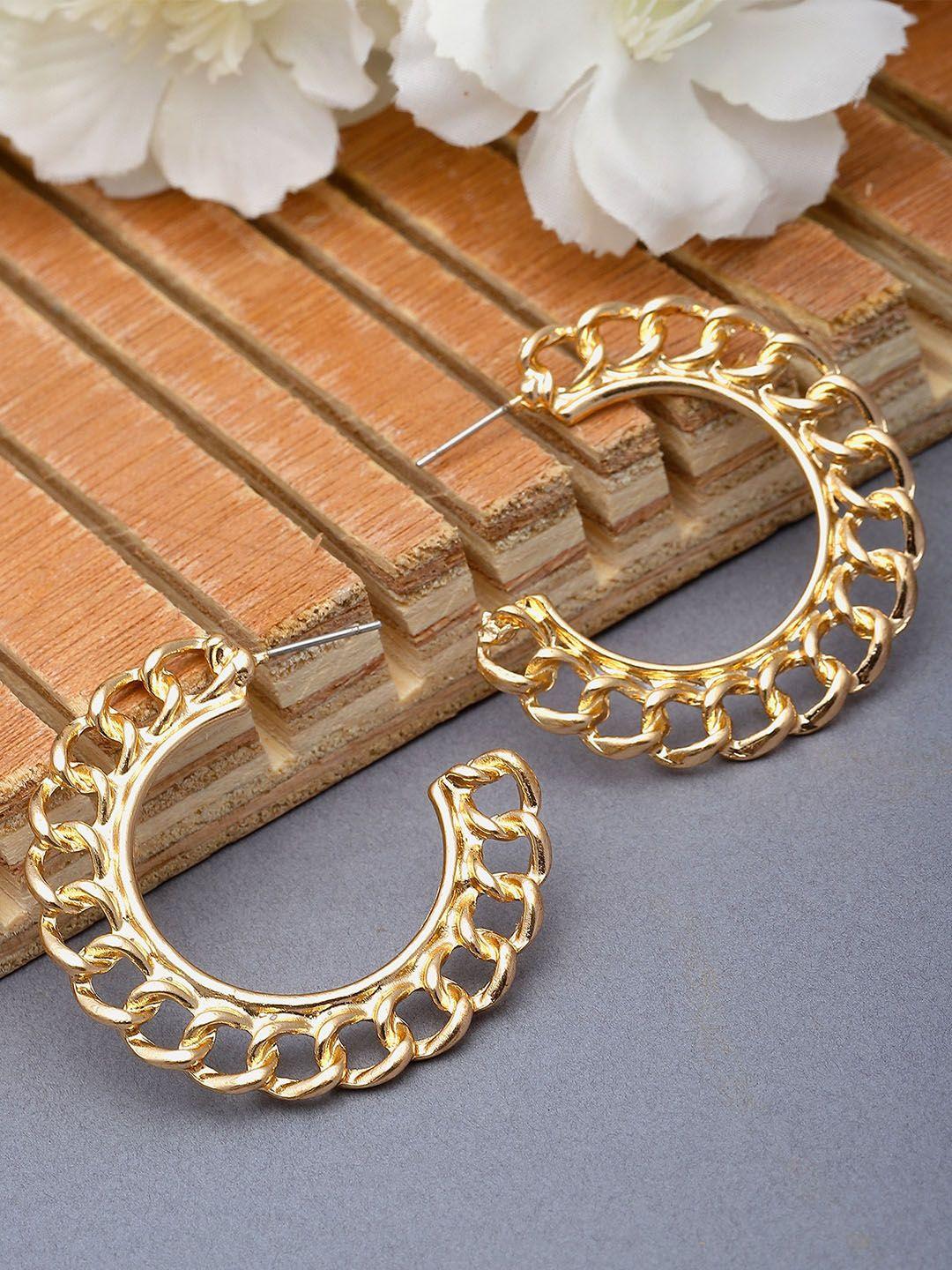 bohey by karatcart gold-plated half hoop earrings