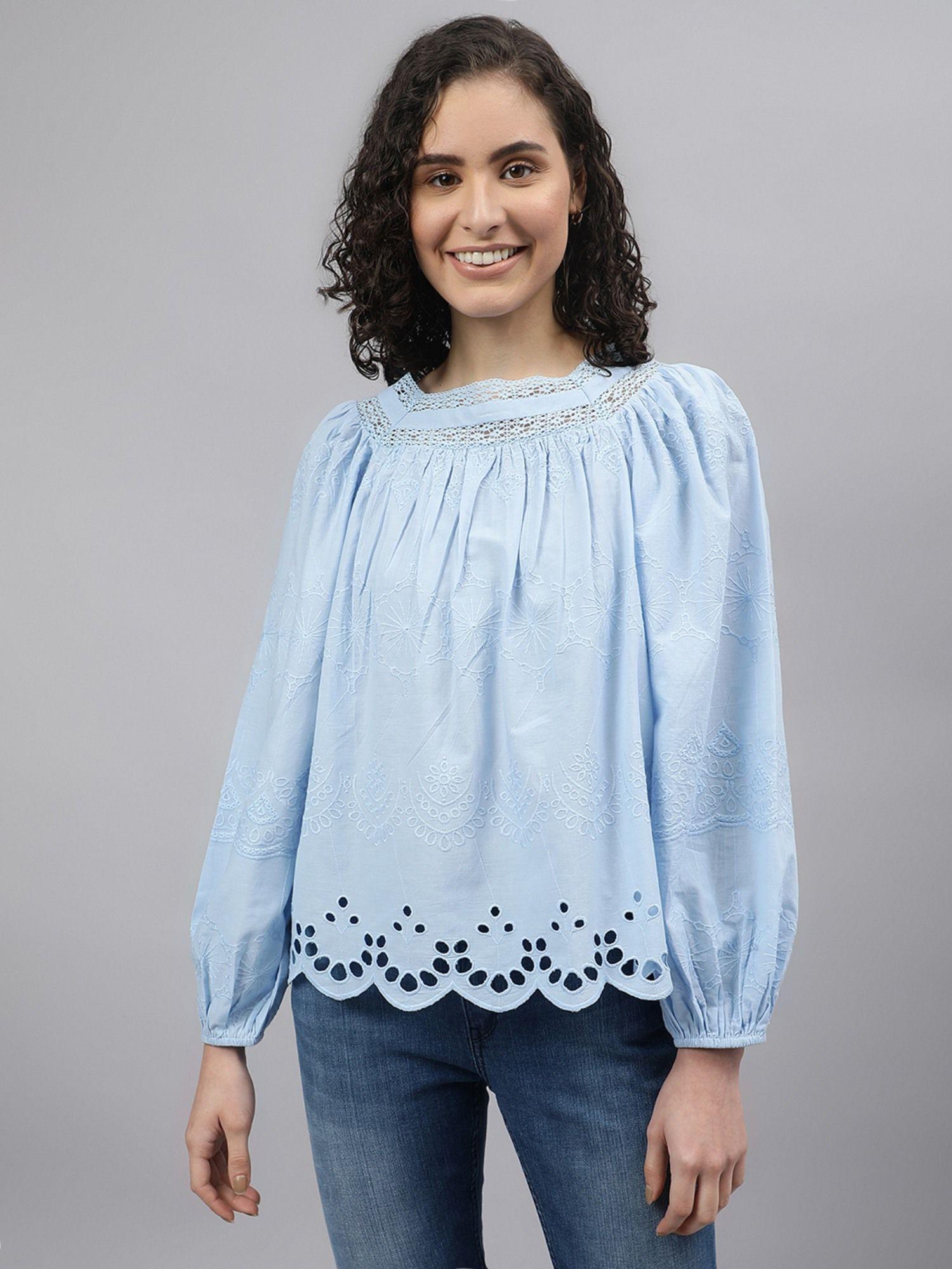 boho beauty eyelet & lace woven tunic