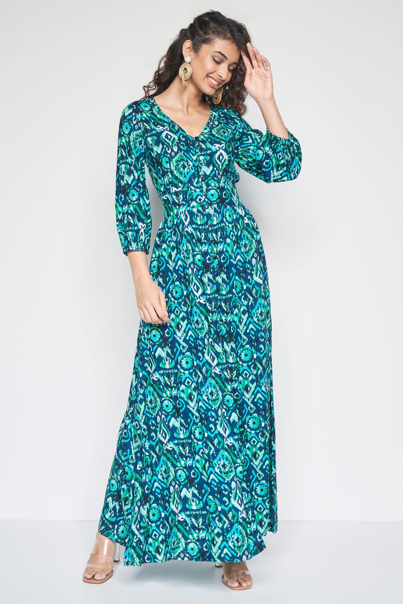 boho blues maxi dress