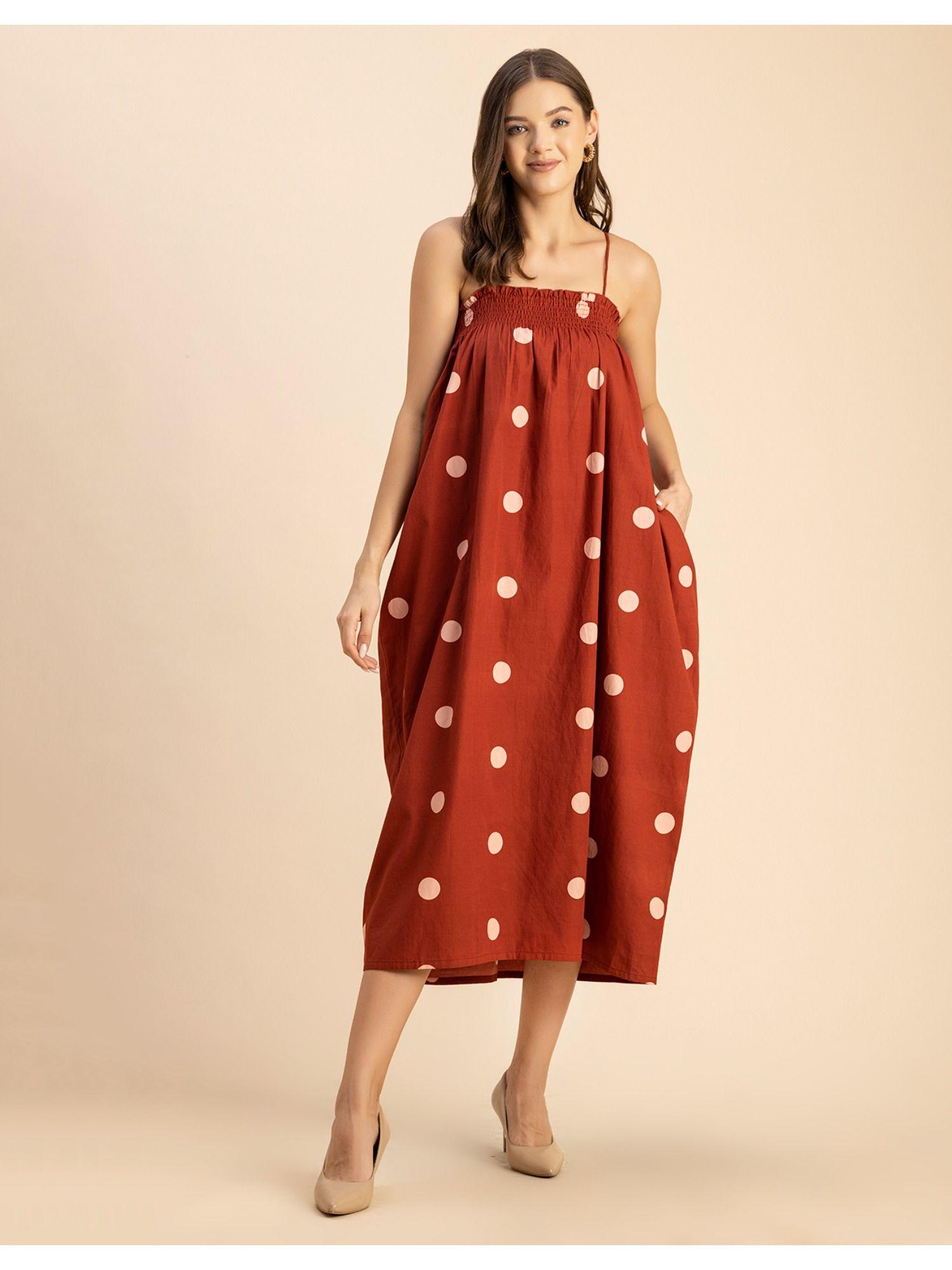 boho sleeveless a-line cotton midi dress