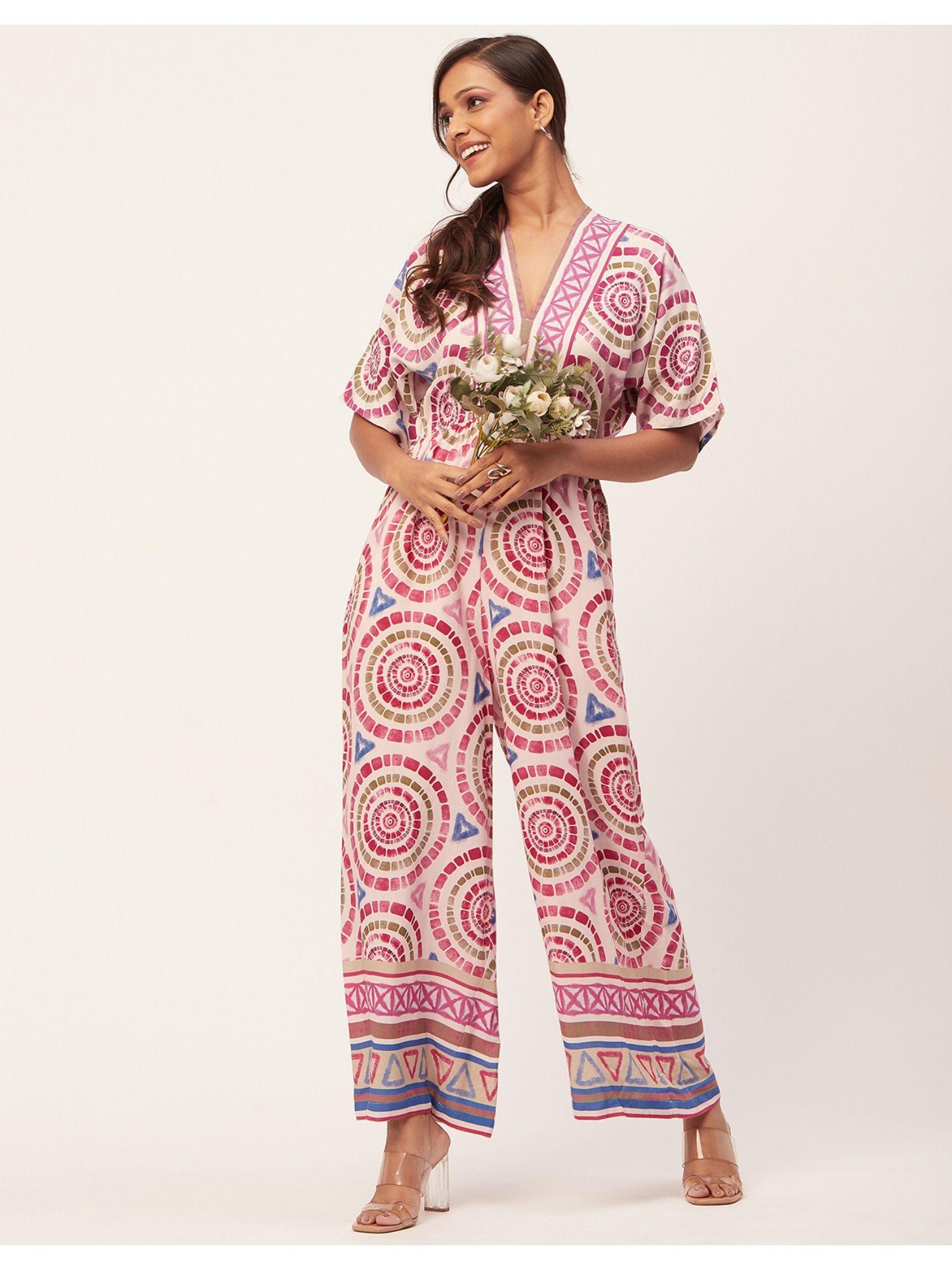 boho style wide leg loose jumpsuit