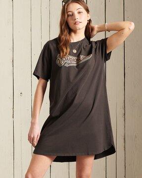 boho t-shirt dress with logo print