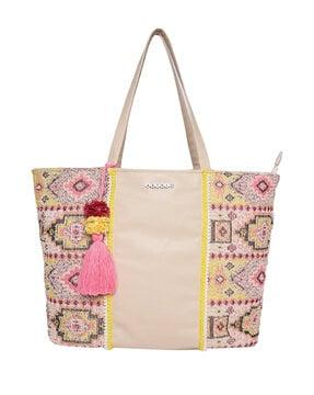 boho tote bag with tassel charm