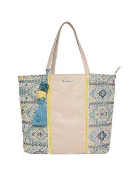 boho tote bag with tassel charm