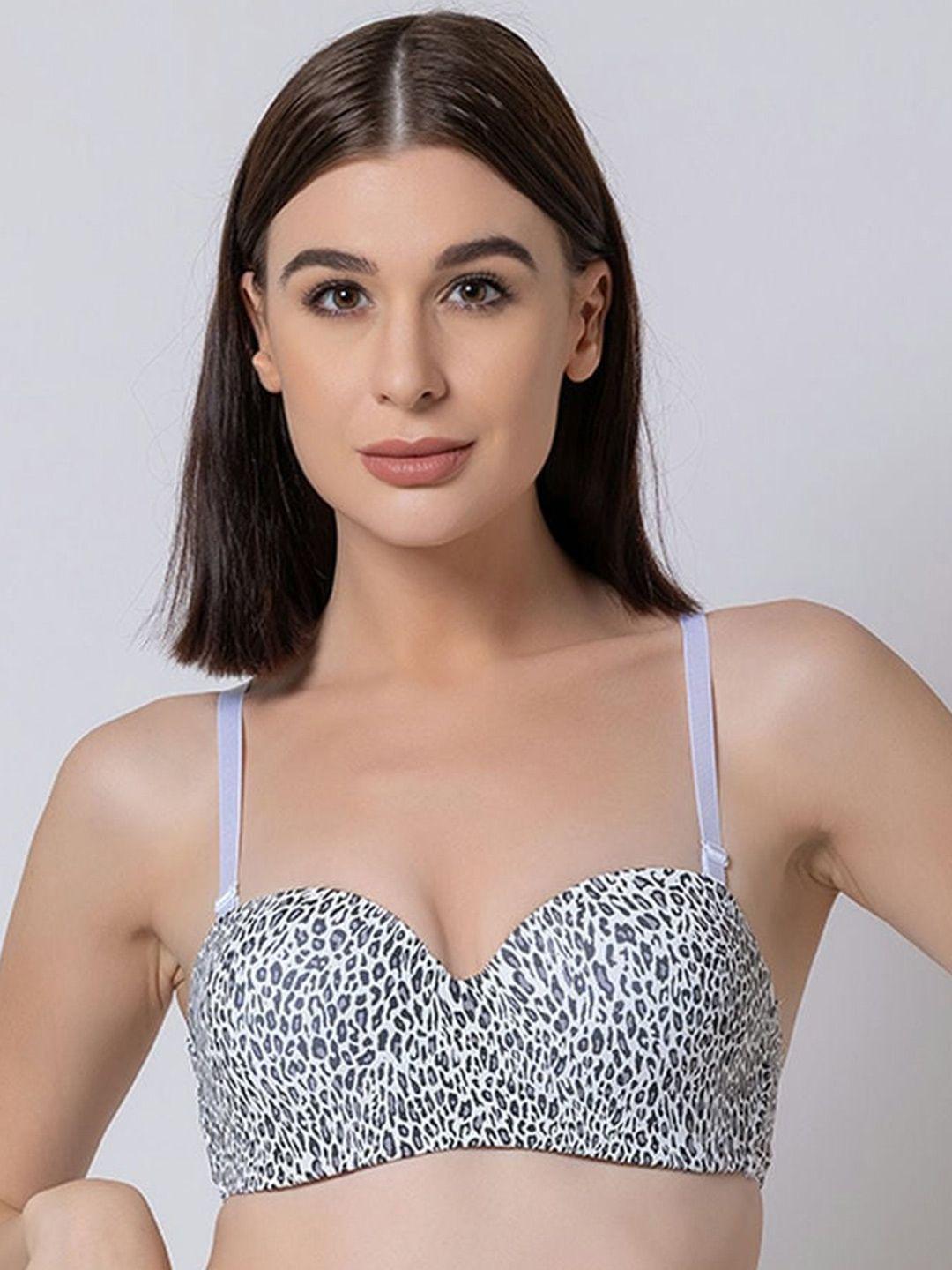 bold & bae animal printed half coverage underwired lightly padded bra all day comfort