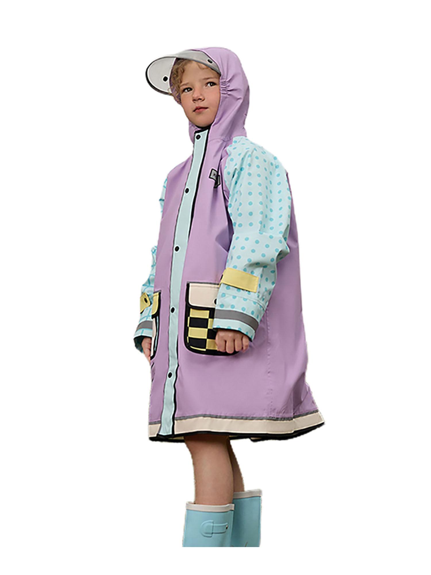 bold geometric print lilac and light blue raincoat for kids