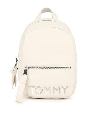 bold metallic logo backpack