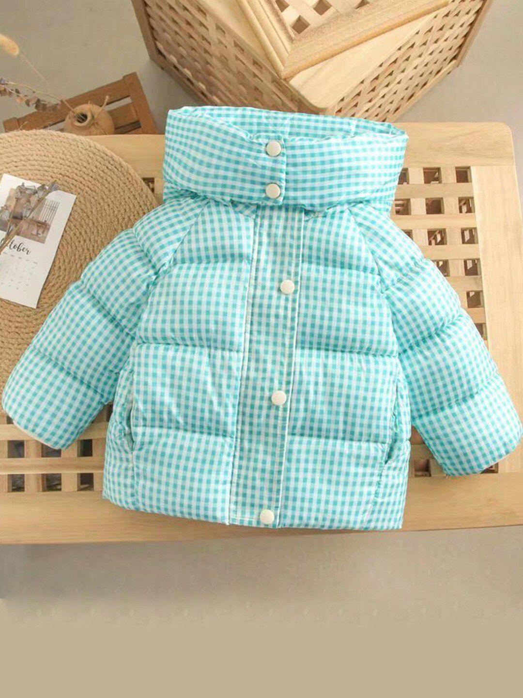 bold n elegant unisex kids checked lightweight hooded padded jacket