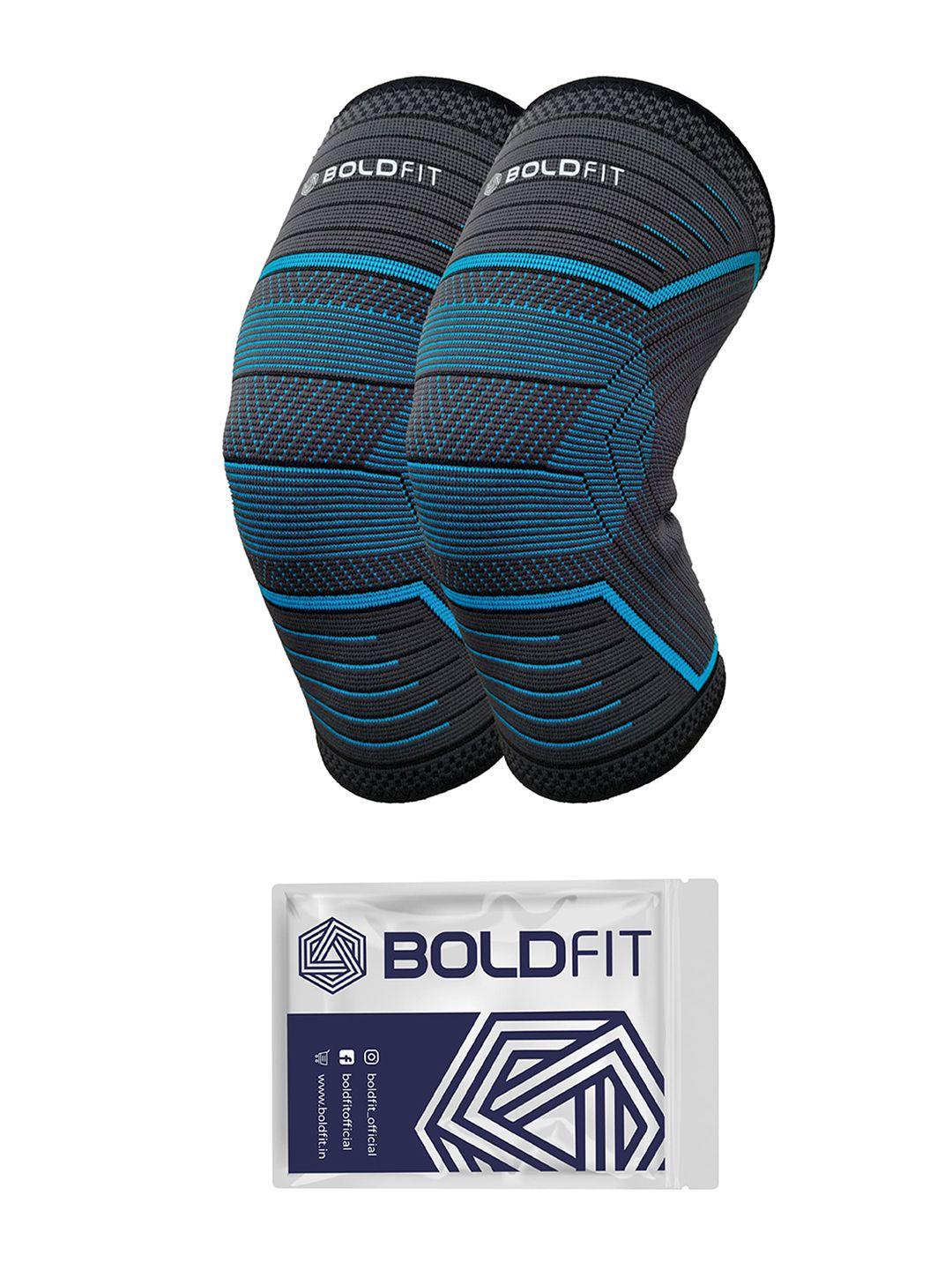 boldfit black & blue solid knee support cap