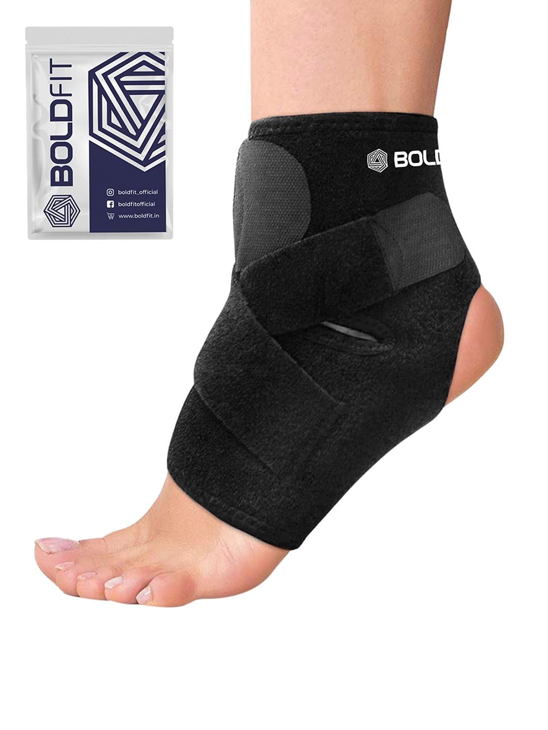 boldfit black solid open heel ankle support