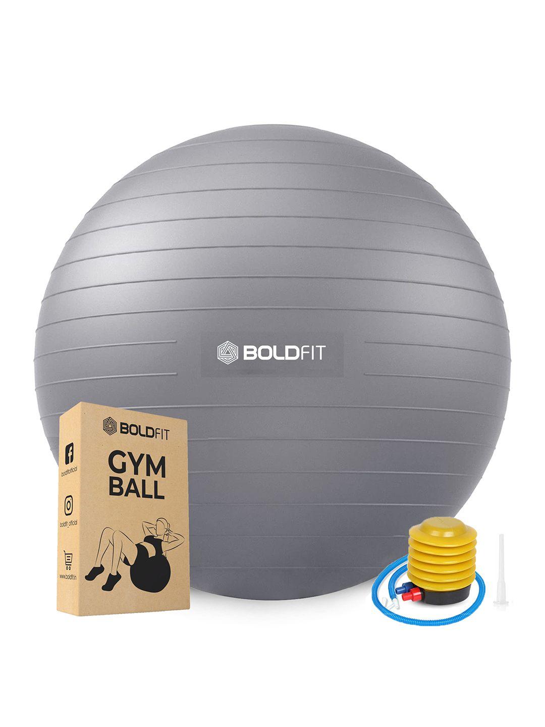 boldfit grey & yellow gym ball with pump