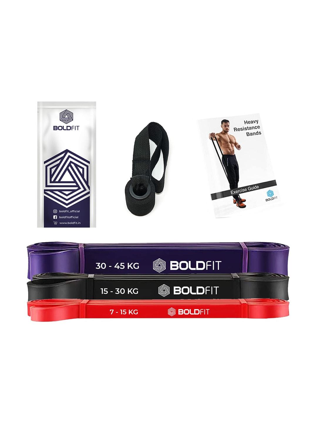 boldfit set of 3 solid heavy resistance exercise bands