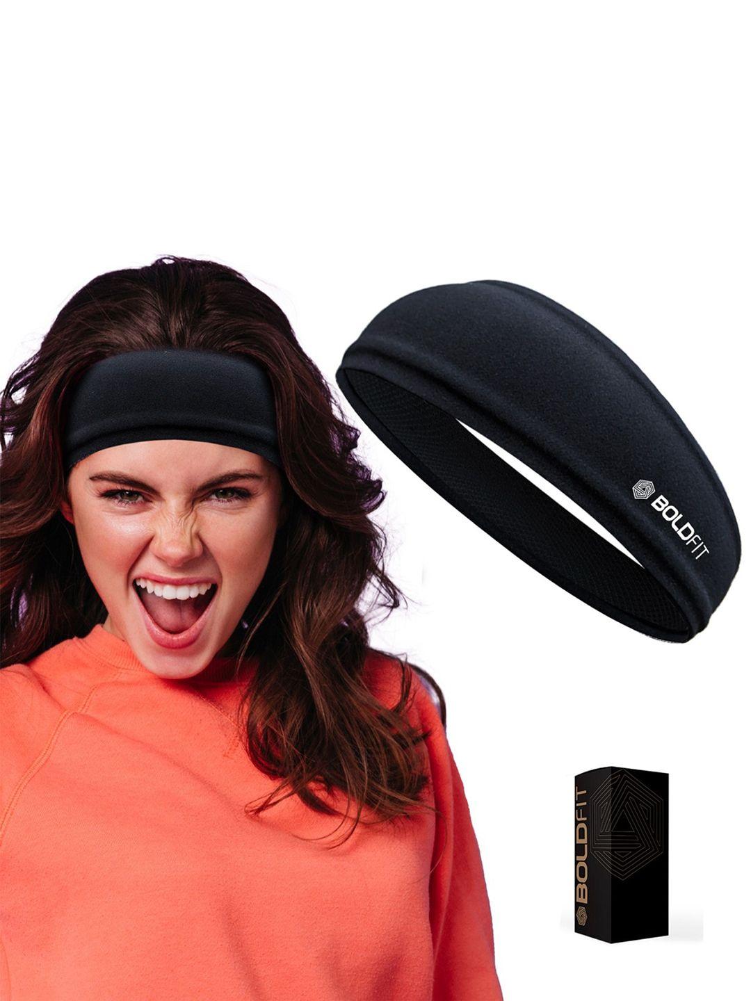 boldfit  black solid non slip  headband