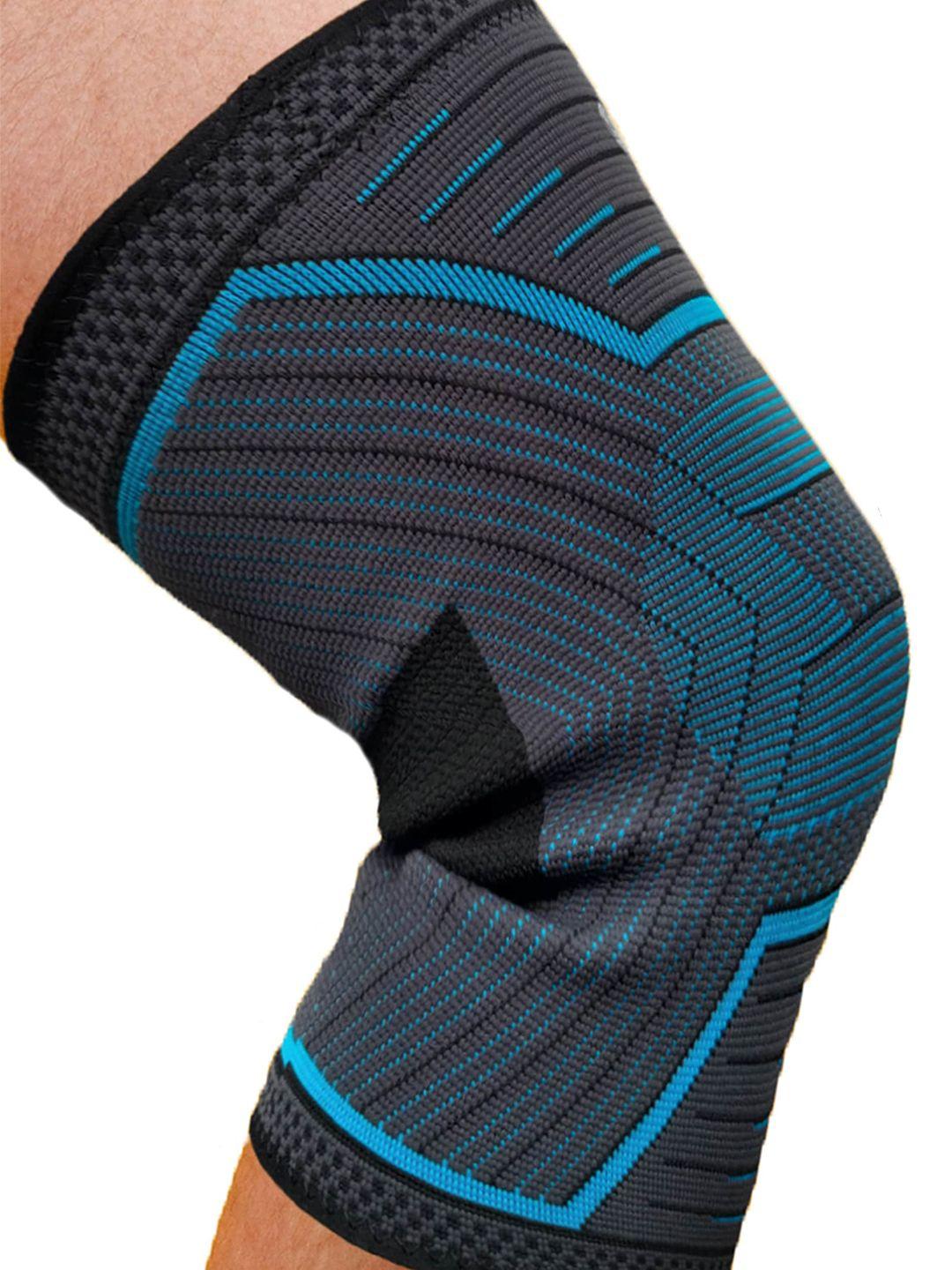 boldfit  blue & black self design knee support cap
