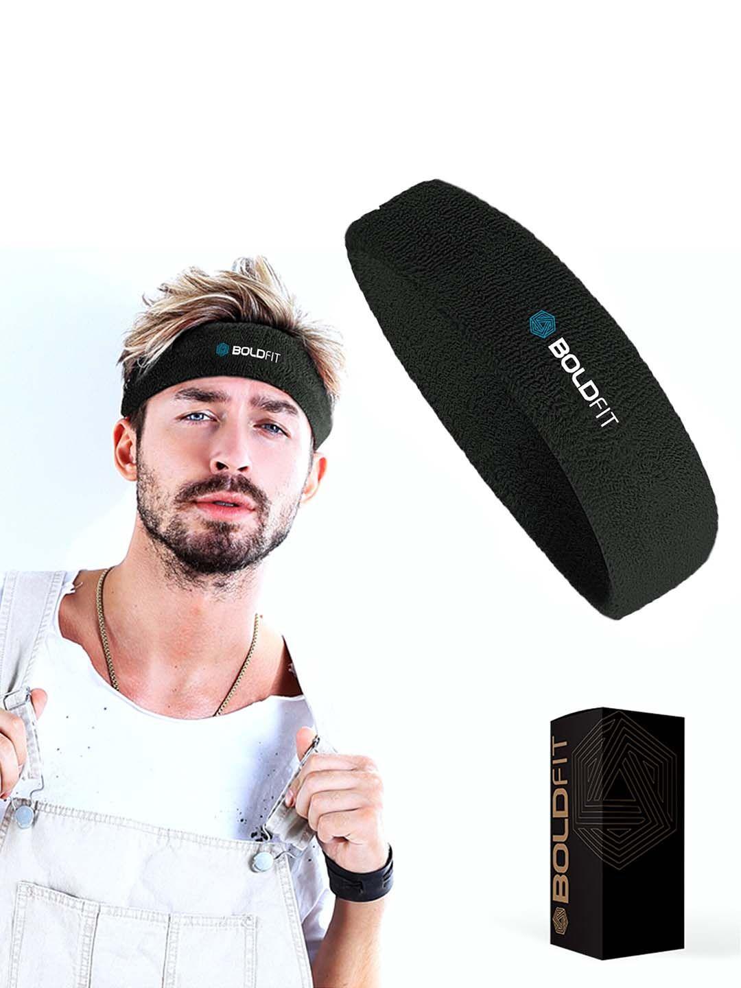 boldfit black solid non-slip headband