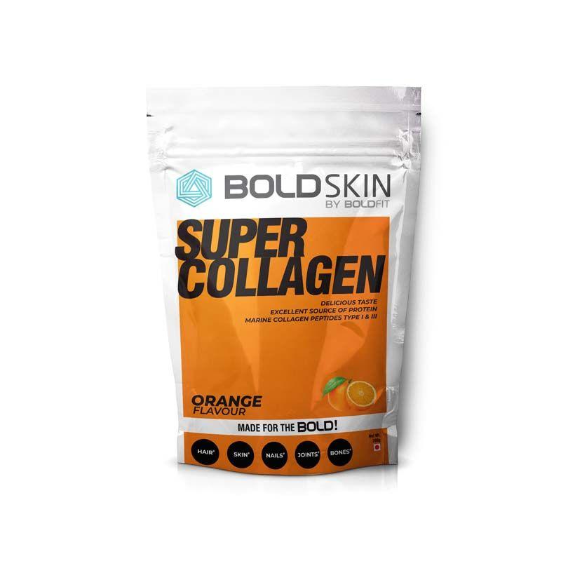 boldfit boldskin collagen supplement marine collagen powder - orange flavor