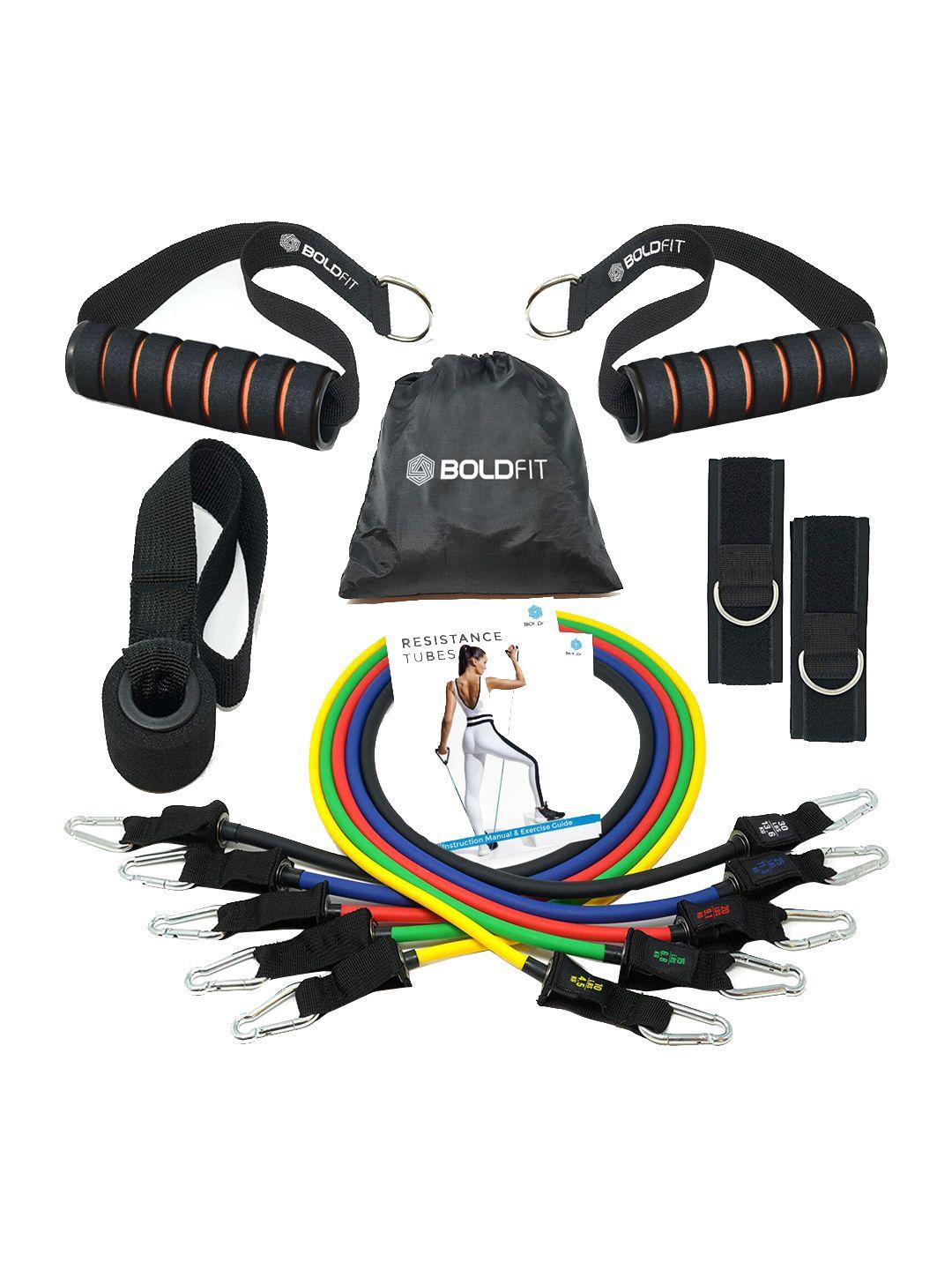 boldfit orange 11 pc resistance tube set sports accessories