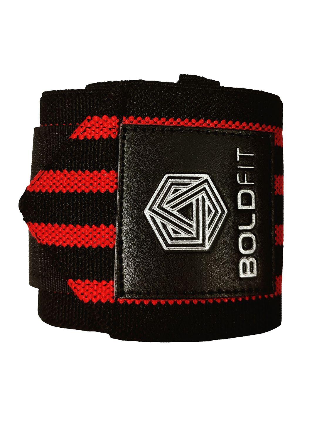 boldfit red & black striped wrist support band