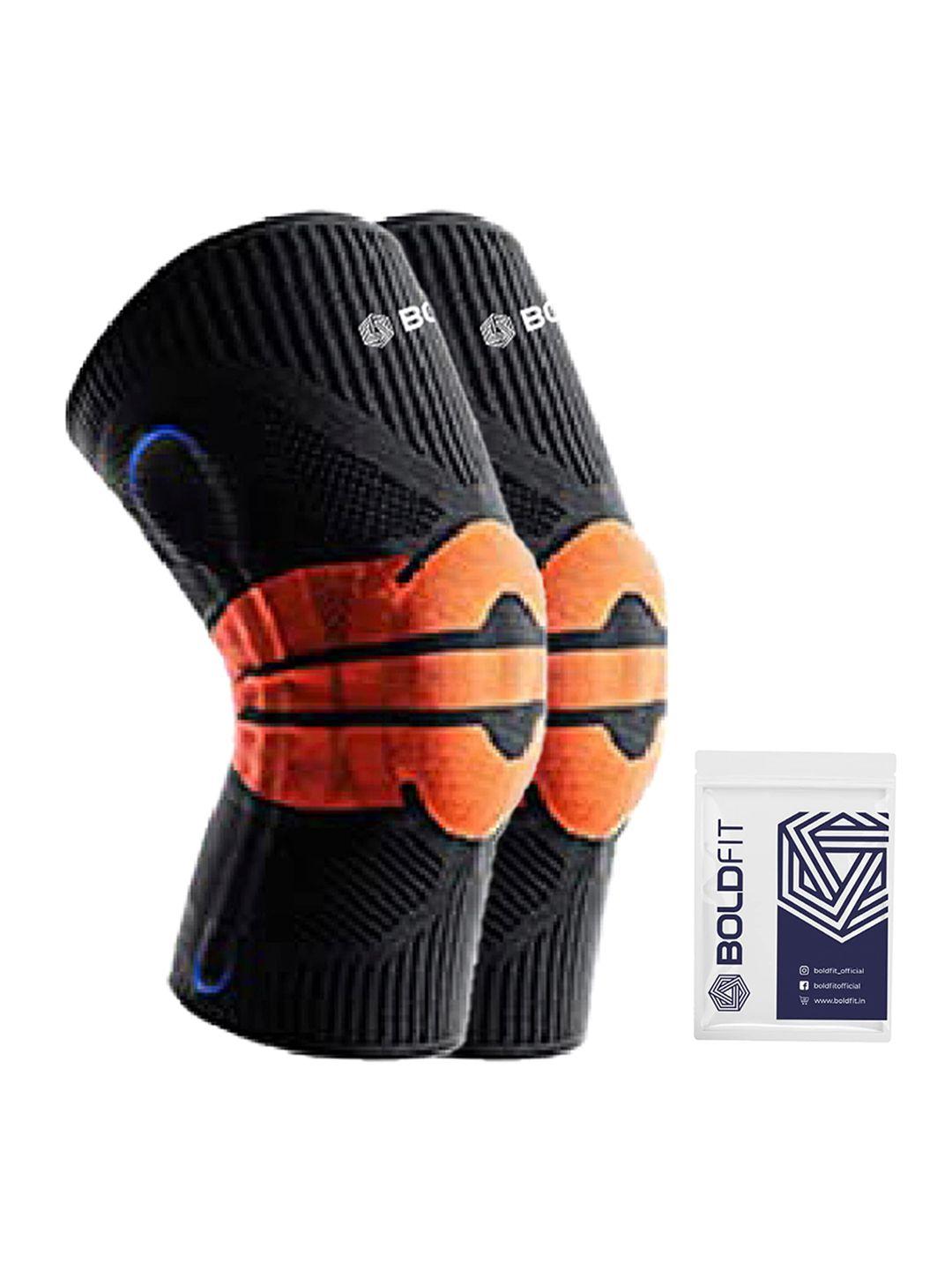 boldfit unisex orange & black knee support sports accessories