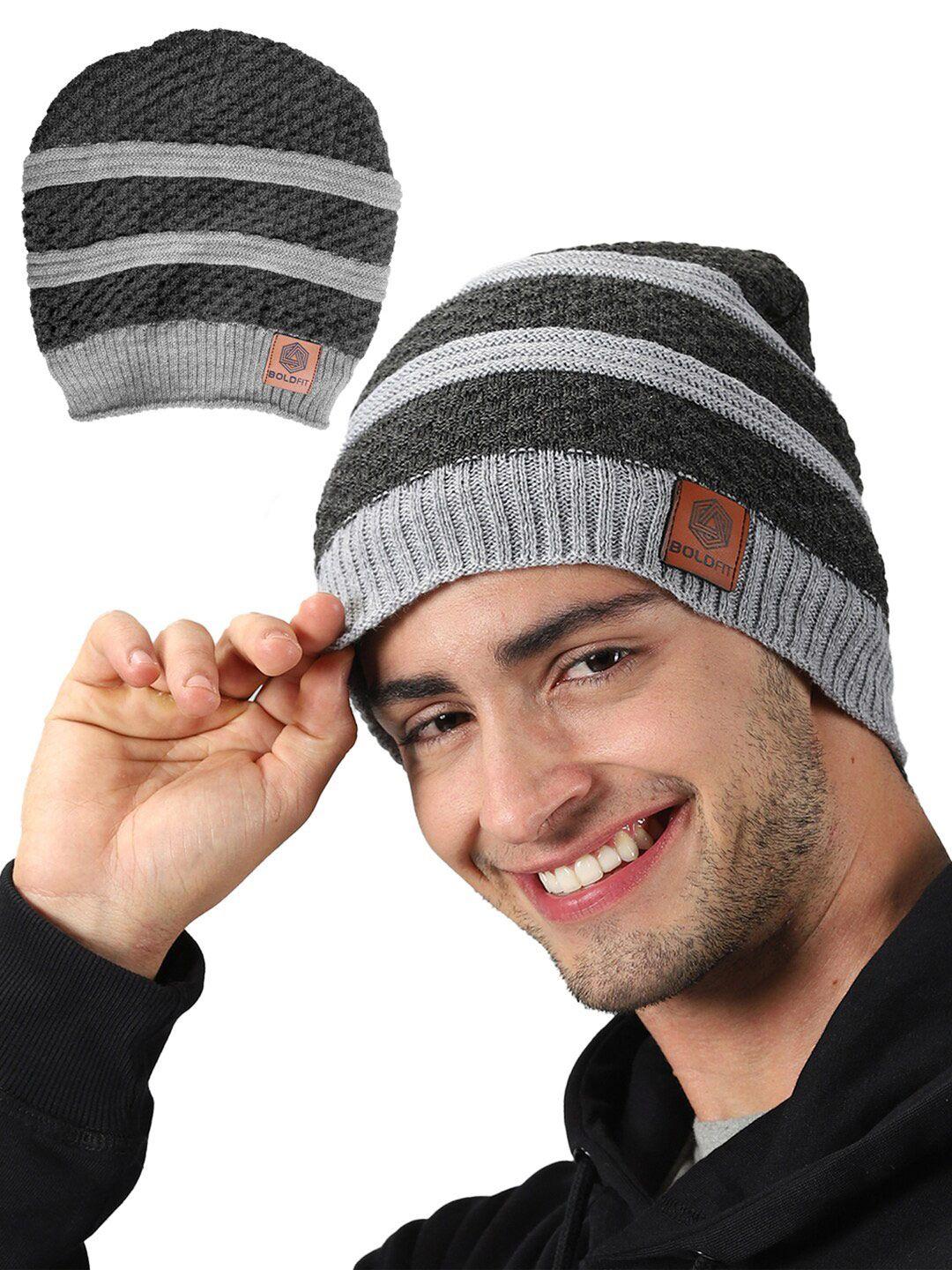 boldfit unisex striped beanie