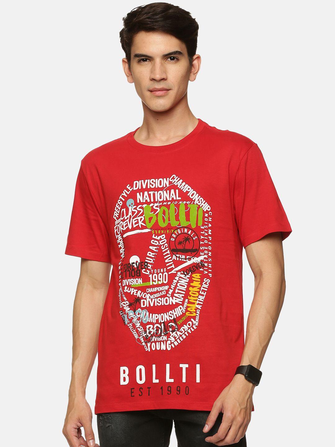 bollti  typography printed pure cotton casual t-shirt