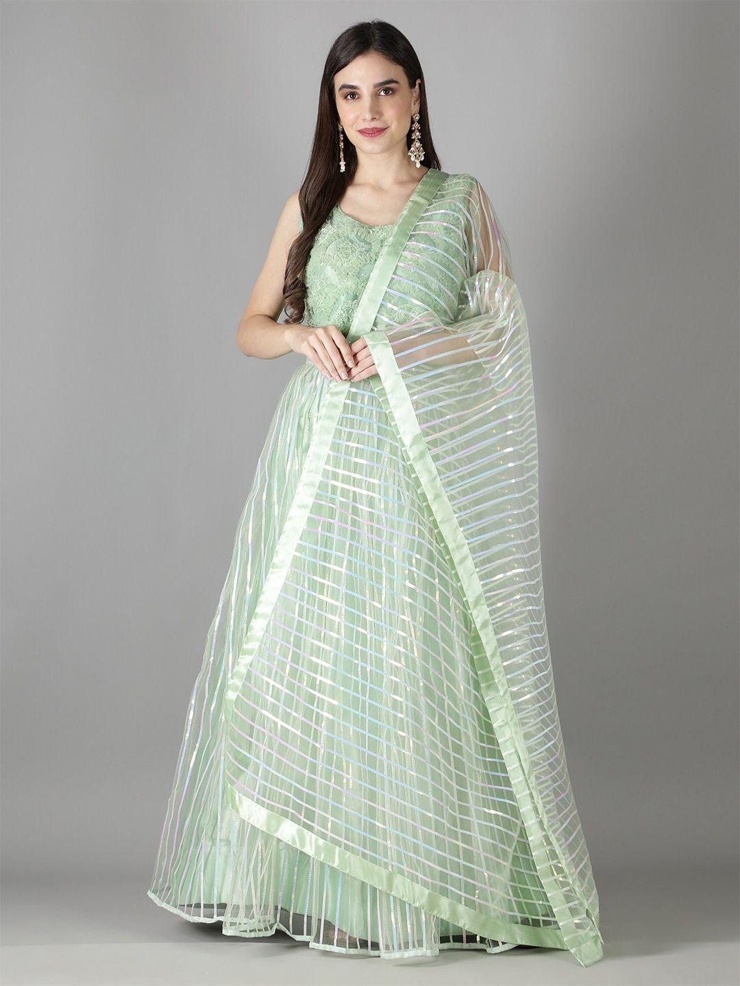 bollyclues embellished semi-stitched lehenga & unstitched blouse with dupatta