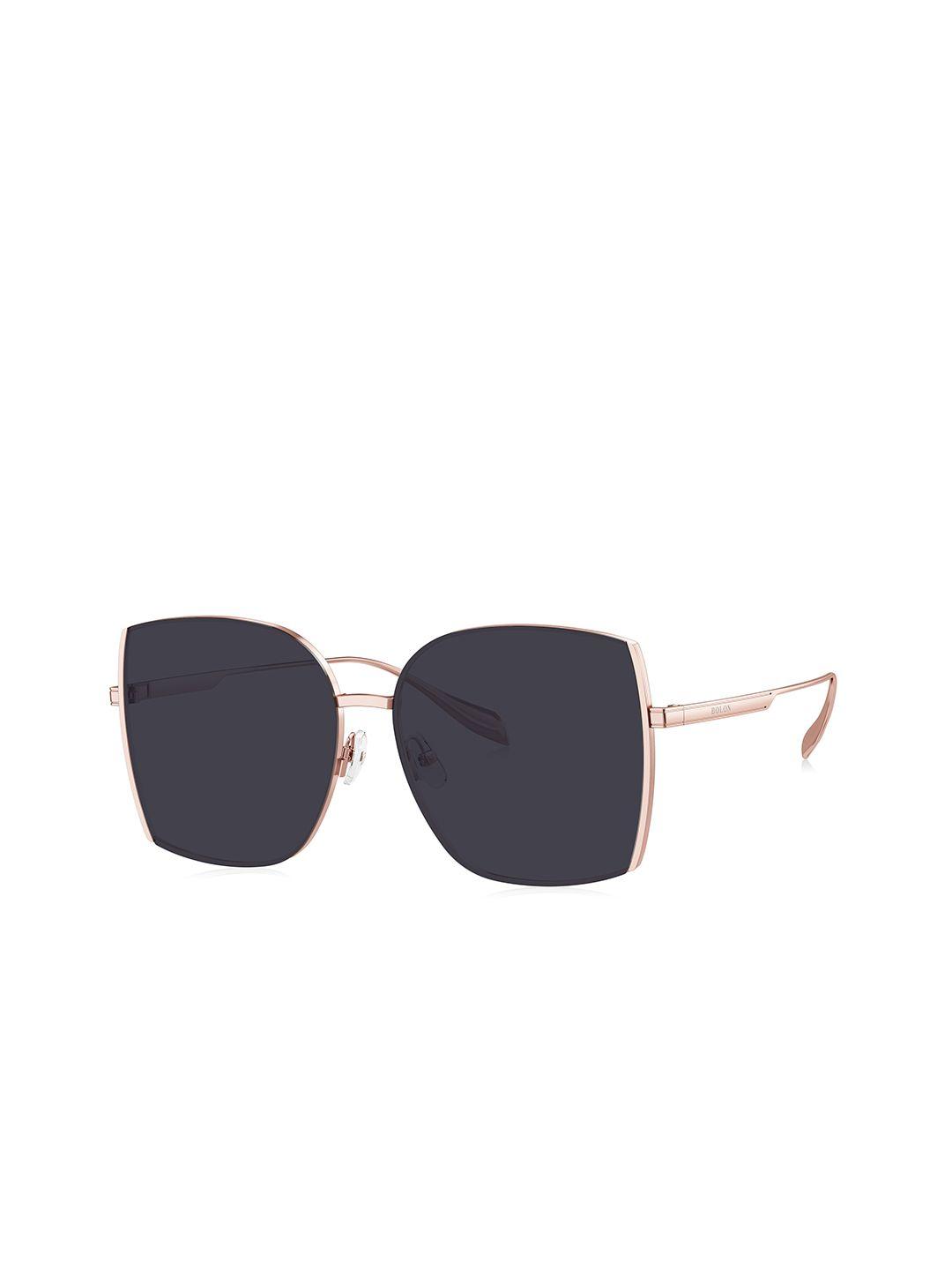 bolon eyewear women black lens & rose gold-toned sunglasses with polarised lens-bl 7180