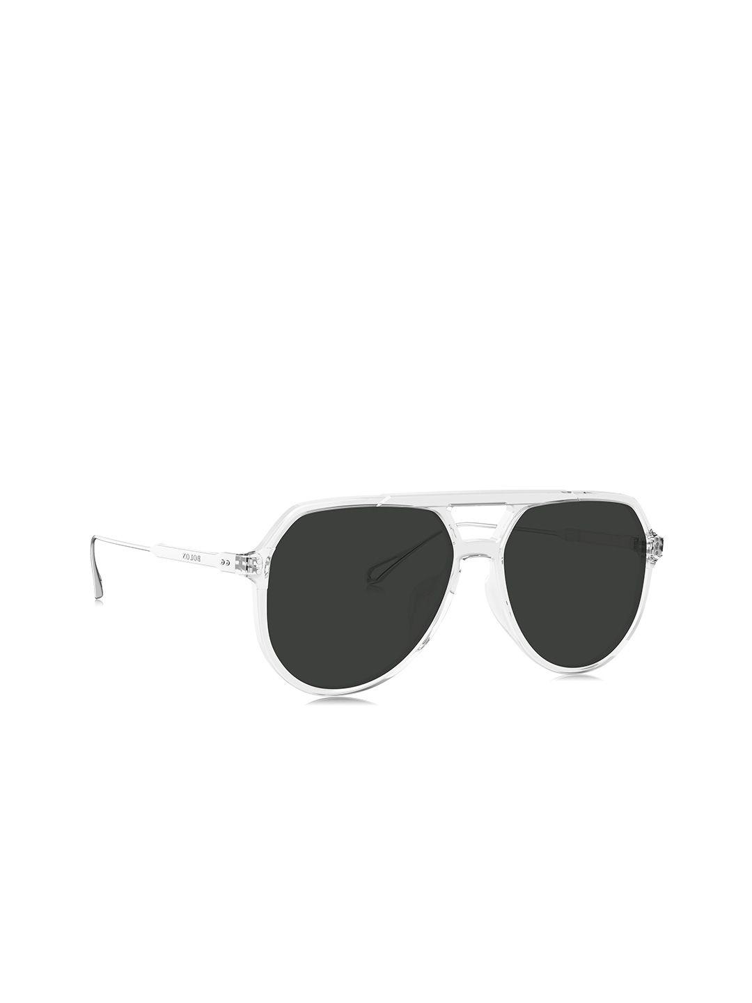 bolon eyewear men black lens & silver-toned aviator sunglasses with polarised lens