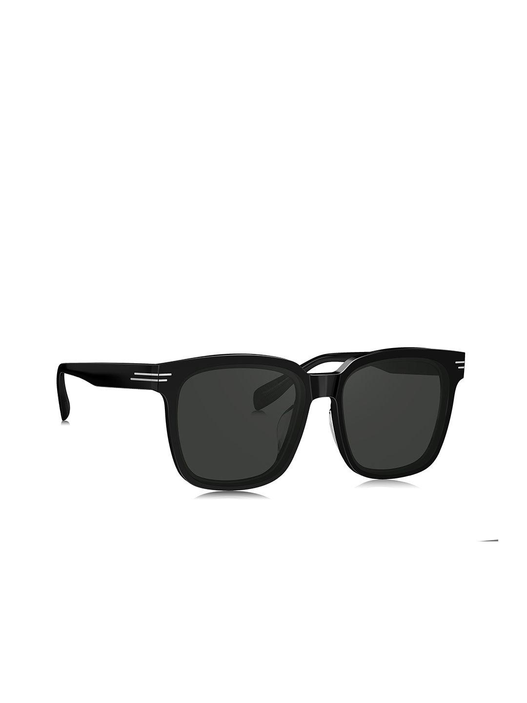 bolon eyewear men grey lens & black square sunglasses with polarised lens