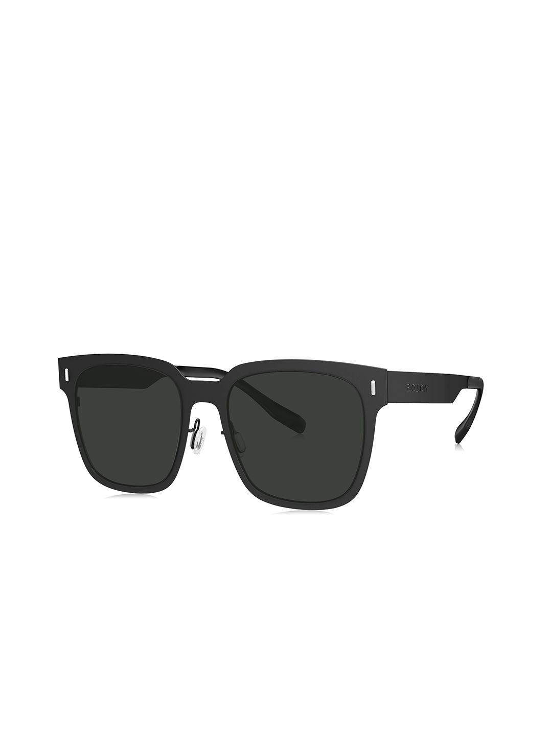 bolon eyewear men grey lens & black square sunglasses with polarised lens