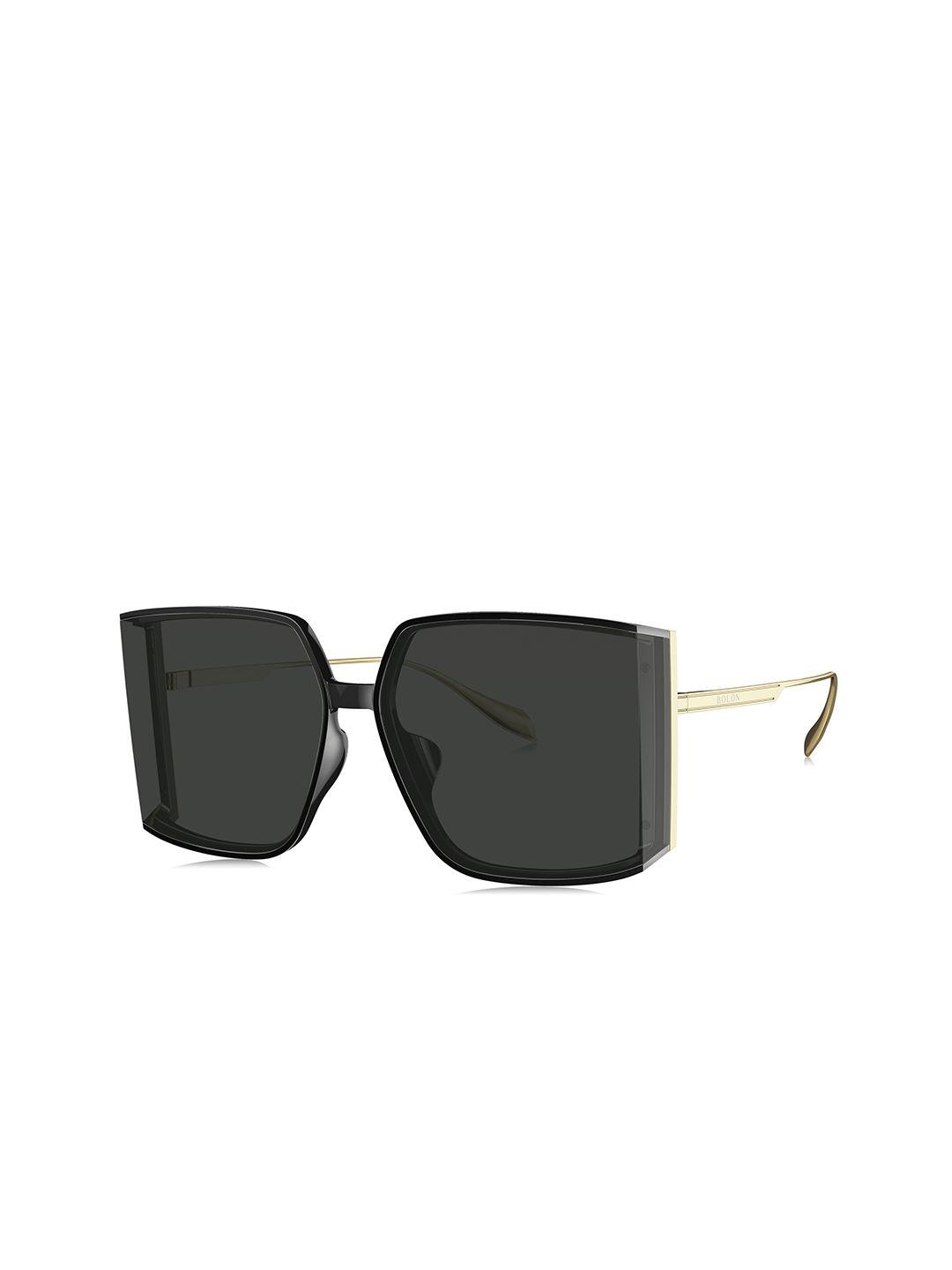 bolon eyewear women grey lens & black square sunglasses with uv protected lens