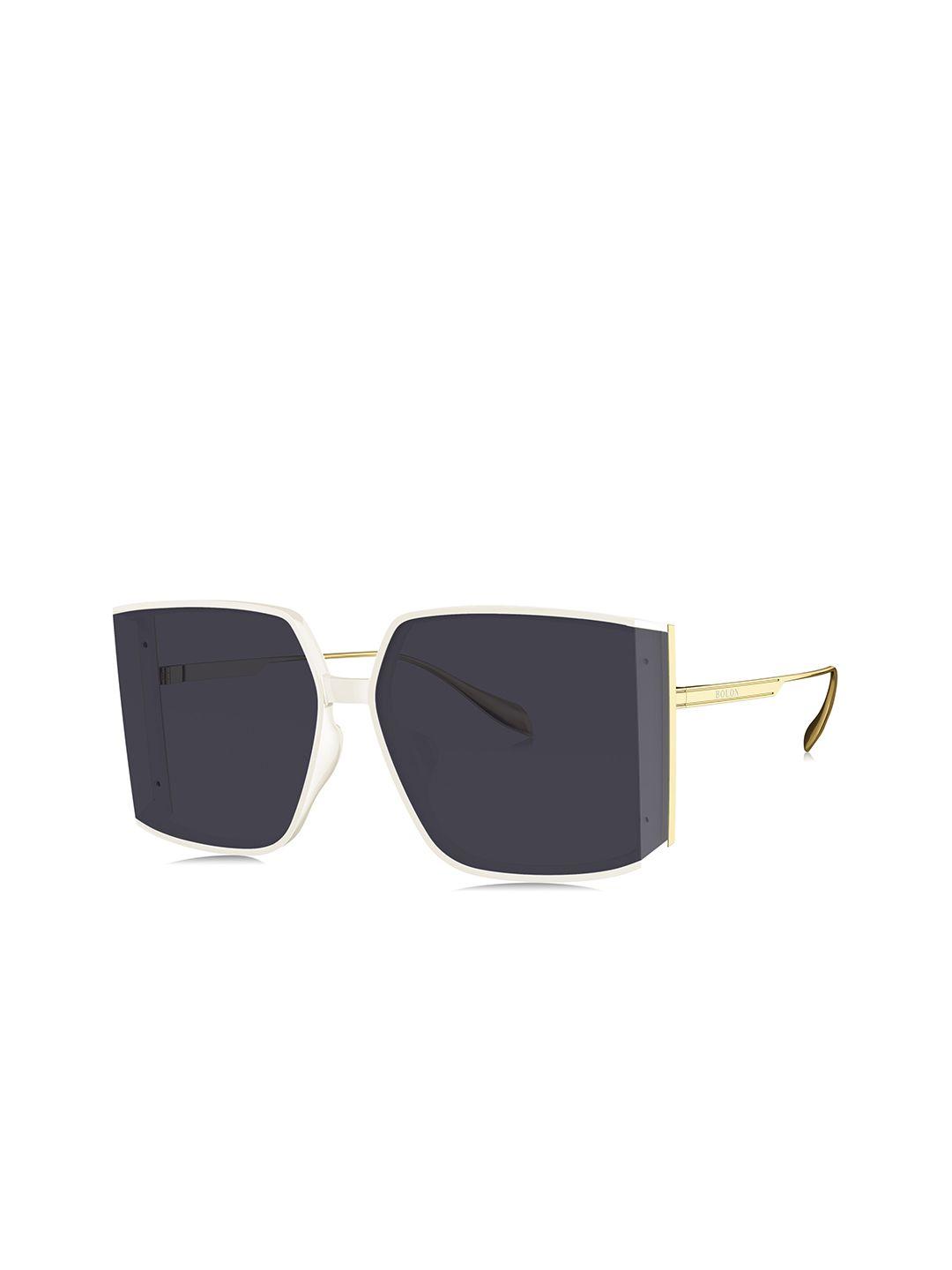 bolon eyewear women grey lens & white square sunglasses with uv protected lens