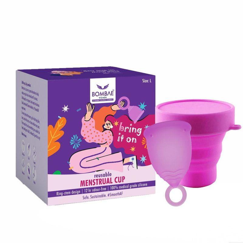 bombae reusable menstrual cup & sterilizer container| large size