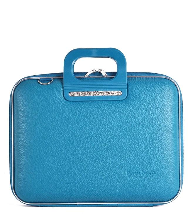 bombata firenze classic teal blue 13" laptop briefcase