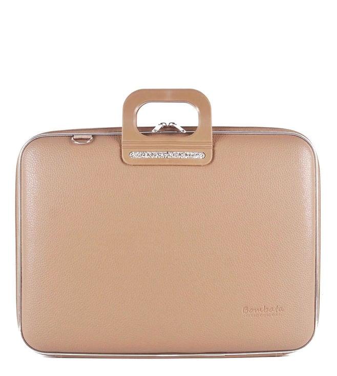 bombata firenze classic taupe 17" laptop briefcase