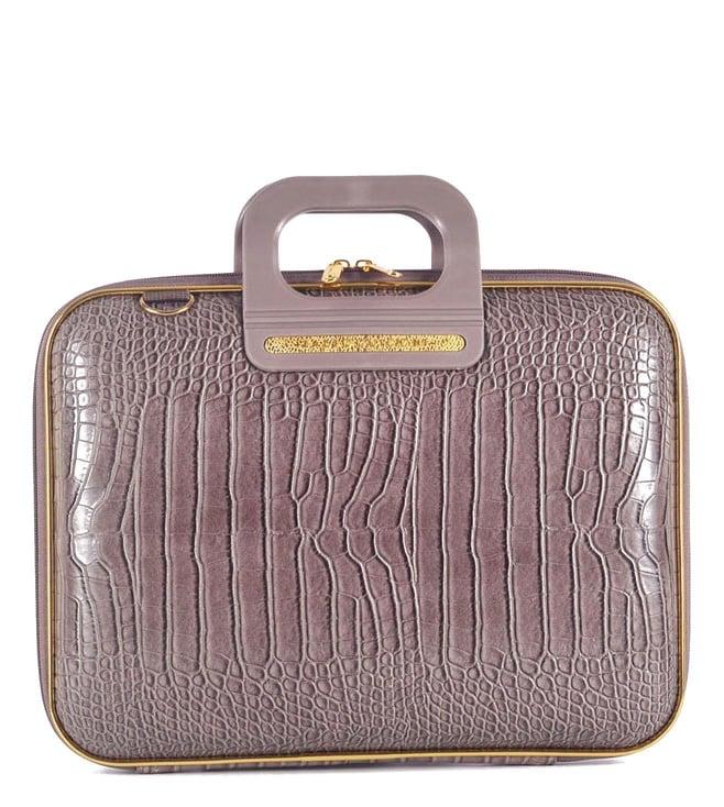 bombata gold cocco arezzo taupe 13" laptop briefcase