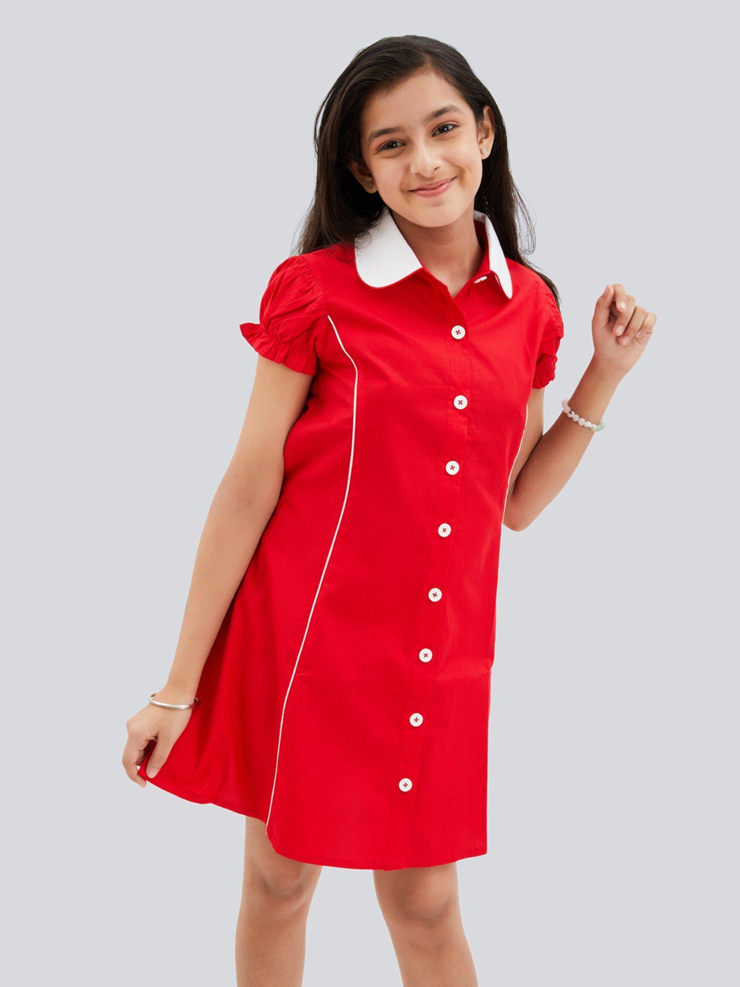bombay dress with peter pan collar - apple red